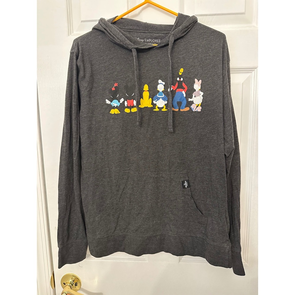 Disney Employee Exclusive Mickey & Friends Charcoal Gray Hoodie Mens Medium